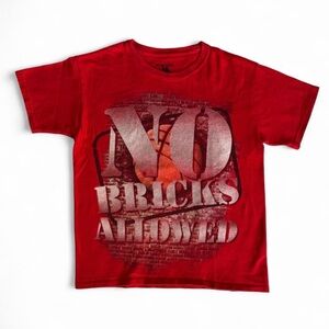 Buzz Cuts Boys Red Basketball Graphic Tee "No Bricks Allowed" Large 14/16